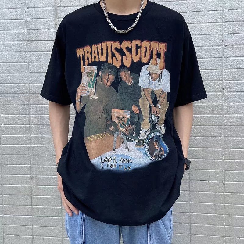 Áo Thun Tay Ngắn Dáng Rộng In Họa Tiết Phong Cách Hip Hop Thời Trang Mùa Hè Mới 2023 Cho Nam