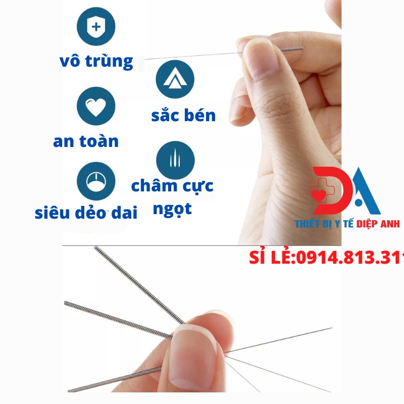{ HOP 500 KIM } Kim châm cứu Thái Hòa THÉP Y TẾ HÀN QUỐC- Kim châm cứu túi vô trùng