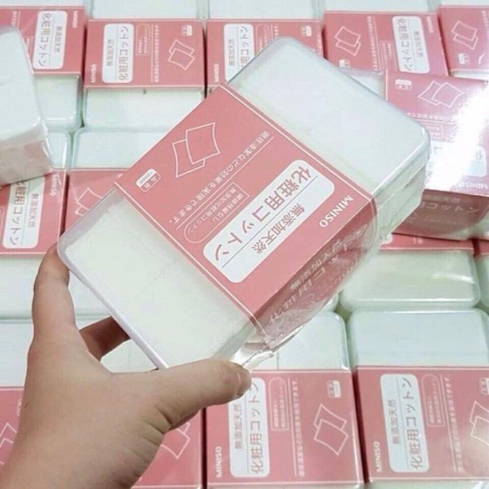 [Cam kết chính hãng] Bông tẩy trang Miniso Nhật bản 100% cotton mềm mịn, dai, thấm hút tốt