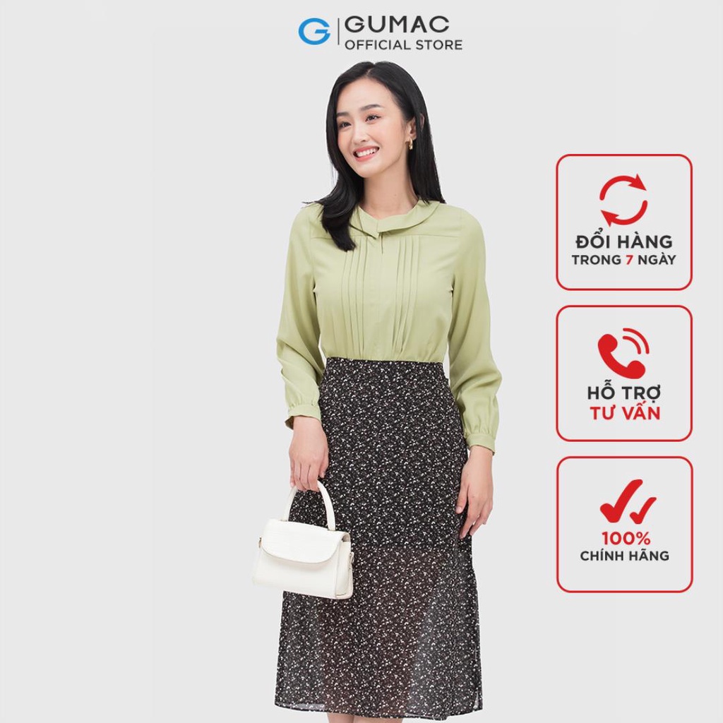 Chân váy midi xẻ tà thời trang GUMAC VC04026 - mẫu mới