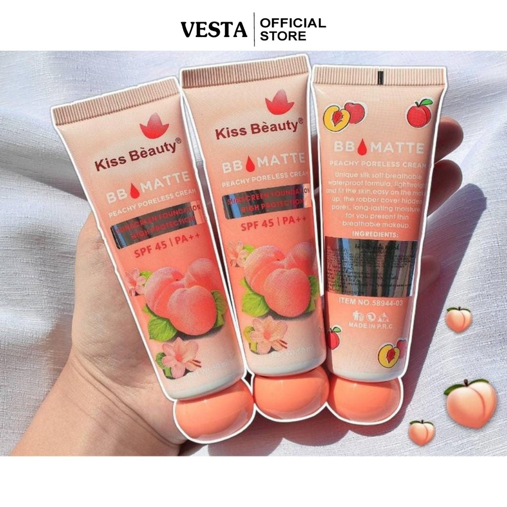 Kem Nền Che Khuyết Điểm Chống Nắng Kiss Beauty BB Matte