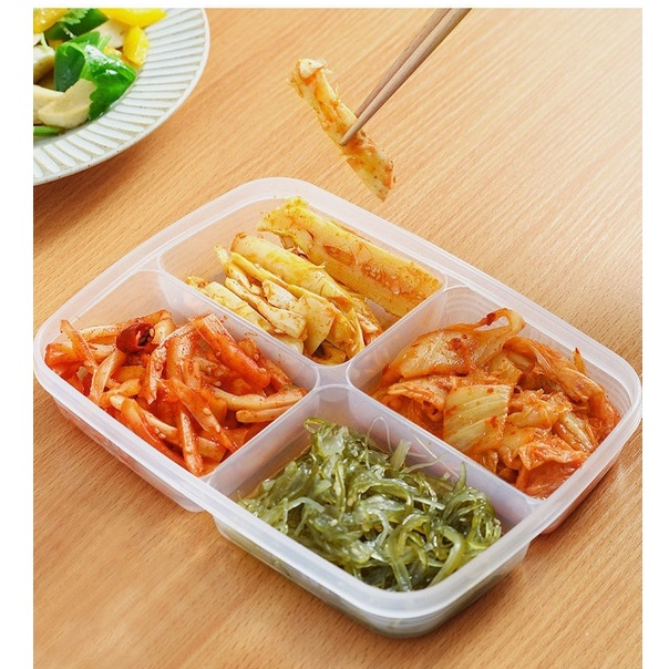 Khay trữ đông đồ ăn dặm cho bé 4 ngăn có nắp tiện lợi, Hộp đựng thực phẩm tủ lạnh 4 ngăn có nắp Minababyvn