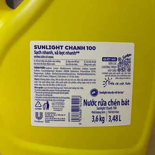 Can nước rửa bát Sunlight chanh 100 3,6kg