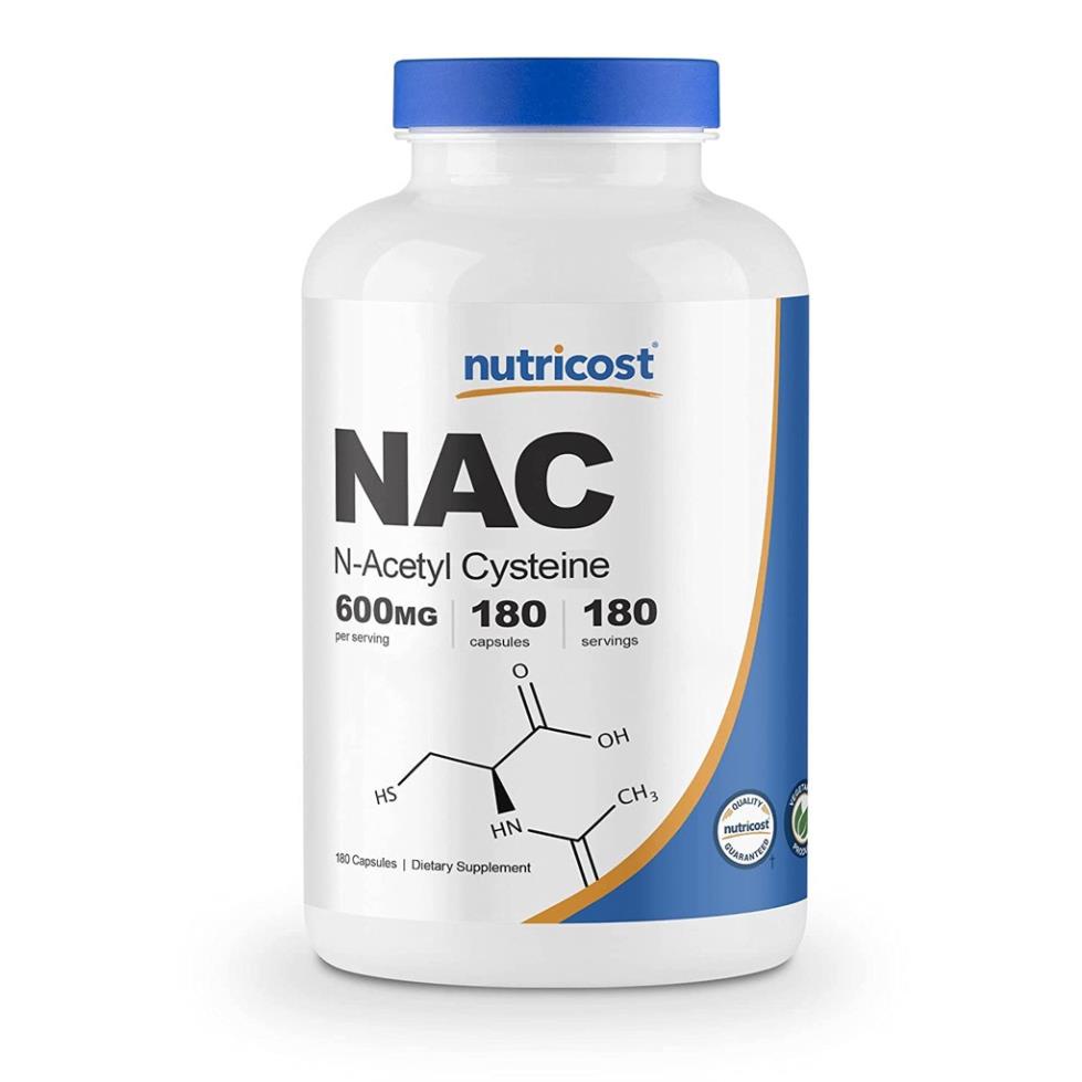 Nutricost Nac 600mg Thực Phẩm Bổ Sung Bảo Vệ Gan, Giải Độc Gan, Giúp Mát Gan (180 Viên)