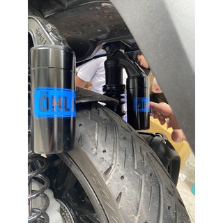 Tem Ohlins Xanh Kéo Lụa Dán Bình Dầu Xe Máy
