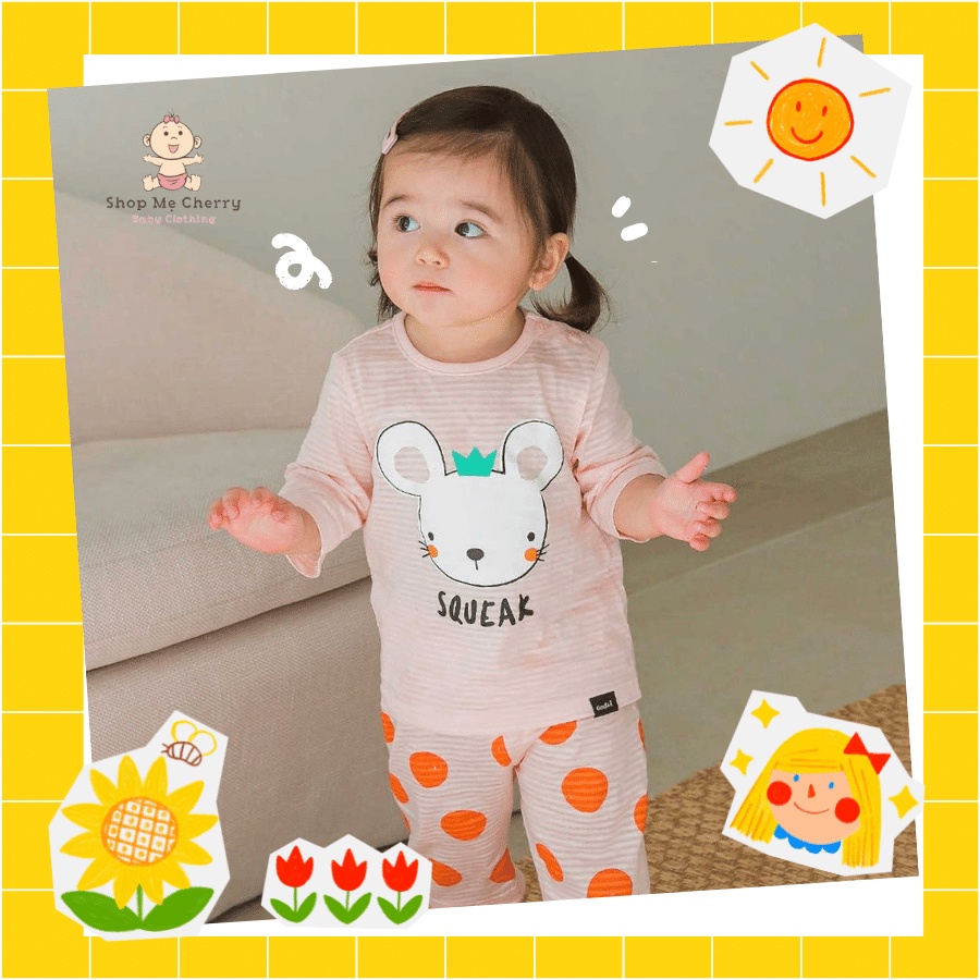 BỘ LỬNG CAO CẤP BÉ GÁI CỦA HÃNG CORDII, CHẤT COTTON GIẤY ORGANIC, MẪU CON CHUỘT
