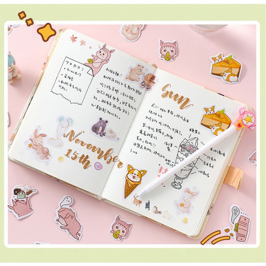 Gói hình dán sticker cute trang trí - nhãn dán decor bình nước đồ dùng học tập dễ thương