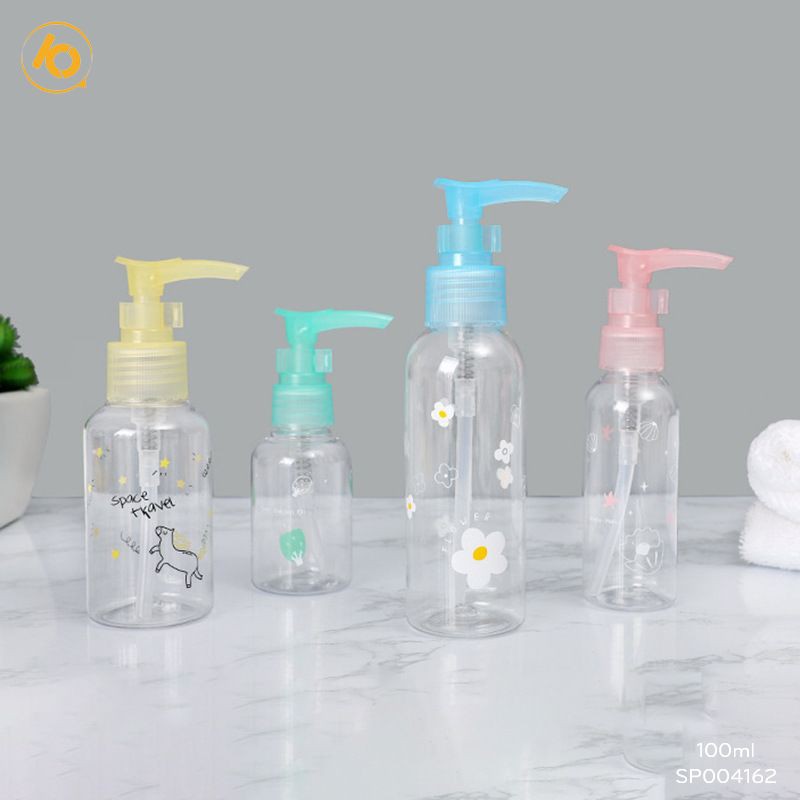 Bình chiết, lọ chiết mỹ phẩm nhấn vòi có van an toàn chống tràn loại 100ml dùng  chiết mỹ phẩm dạng toner