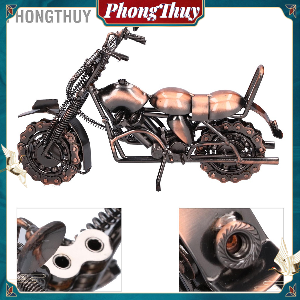 PhongThuy Mô Hình Xe Máy Lớn Retro Bằng Đồng Cổ Điển Tinh Tế Trang Trí Nhà Thủ Công Mỹ Nghệ