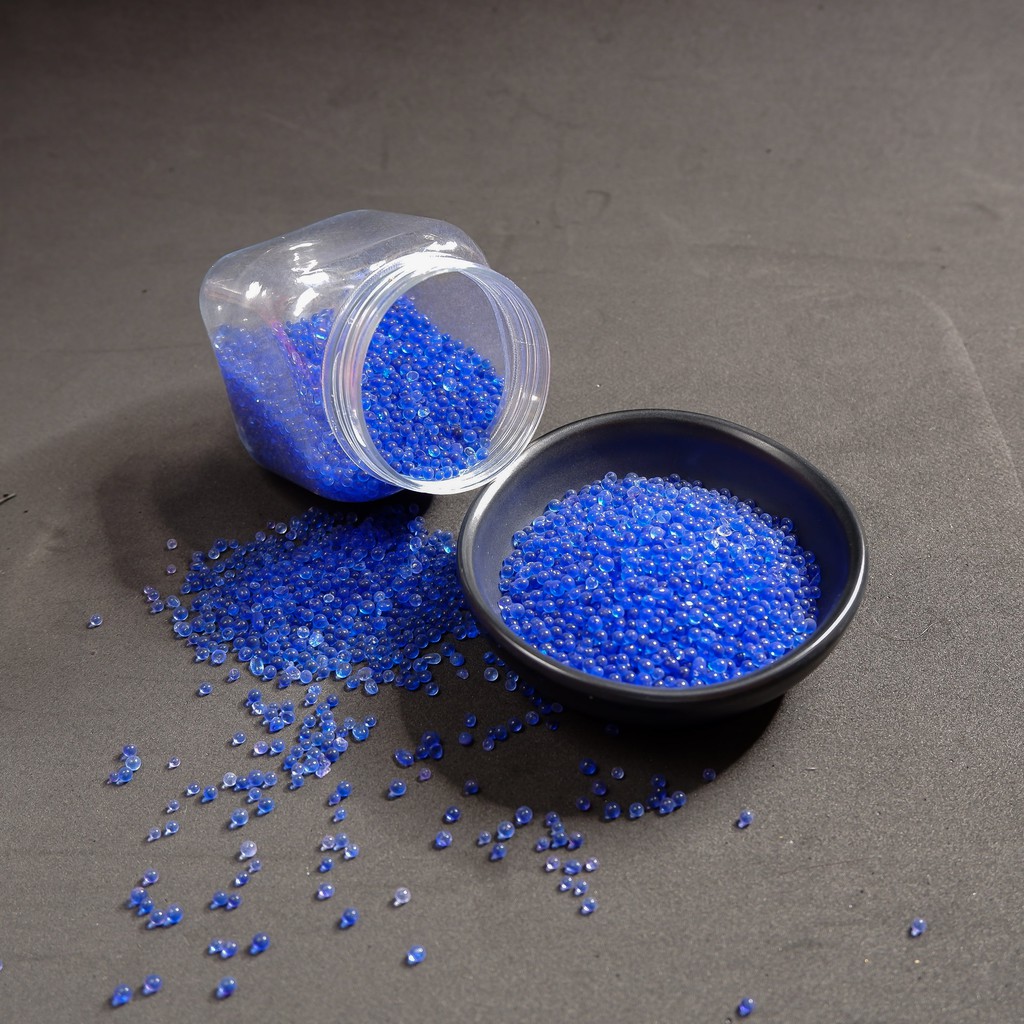 Hộp 100g hạt hút ẩm silica gel màu xanh hút ẩm nhanh an toàn