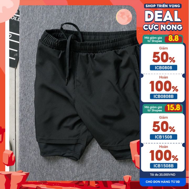 Quần Short SLIMFIT Thể Thao Nam 2 Lớp , Quần Đùi Tập Gym Nam - NU046