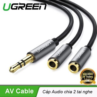Dây Audio 3.5mm đực chia 2 cổng 3.5mm cái (2 tai nghe) đầu nhôm dài 20cm UGREEN AV123