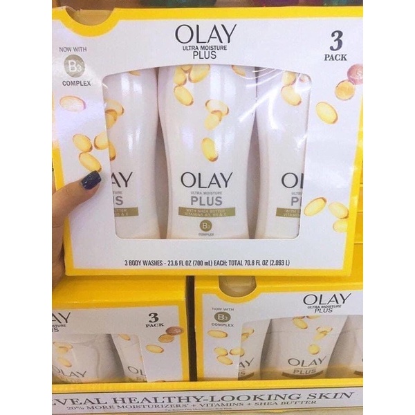 Set 3 Chai Sữa Tắm Olay vàng Ultra moisture