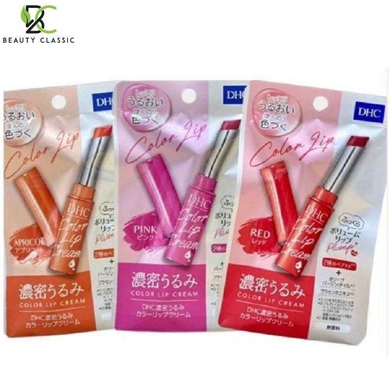 Son Dưỡng Môi DHC Color Lip Cream Nhật Bản Không Màu Và Có Màu Cam, Đỏ, Hồng
