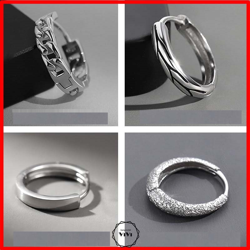 Bông tai nam kiểu tròn 5 mẫu Surious – khuyên tai ViVi_Gift