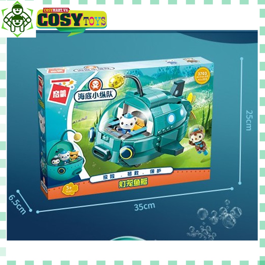 Đồ chơi lắp ghép xếp hình Tàu ngầm thám hiểm đại dương cá heo với 223 mảnh ghép