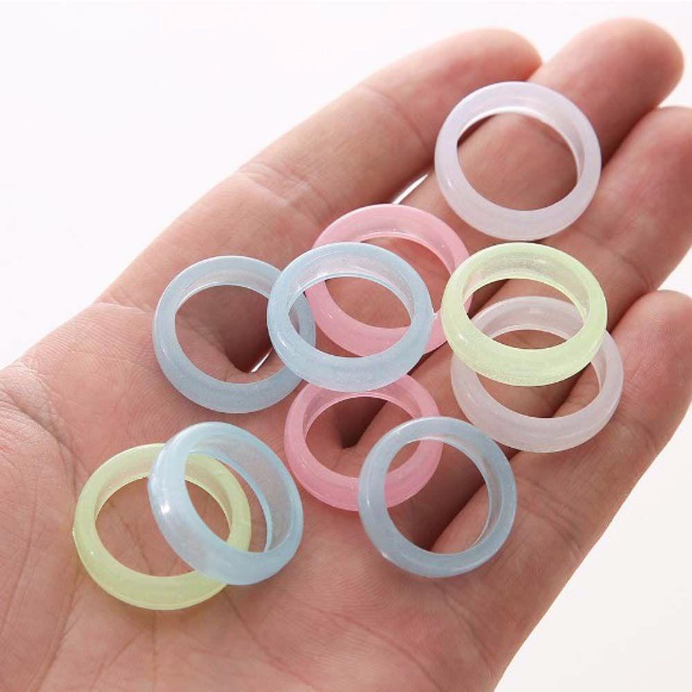 Bộ 10 Nhẫn Phát Sáng Độc Đáo Làm Quà Tặng|Nhẫn Acrylic Hàn Quốc Màu Sắc Dạ Quang
