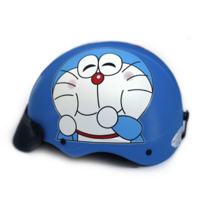 Nón bảo hiểm Doraemon nền sticker màu xanh nhám