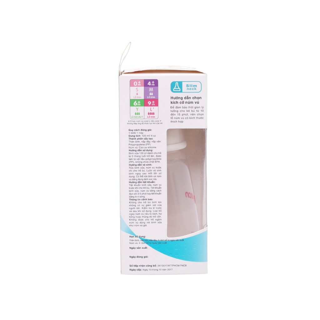 Bình sữa cổ hẹp PP vuông Pigeon 120ml