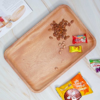 Khay gỗ chữ nhật nguyên khối - Gỗ xà cừ, nhiều kích thước