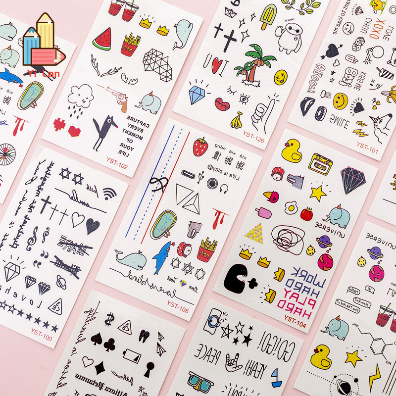 Hình xăm dán tạm thời chống thấm nước họa tiết hoạt hình phong cách Hàn Quốc