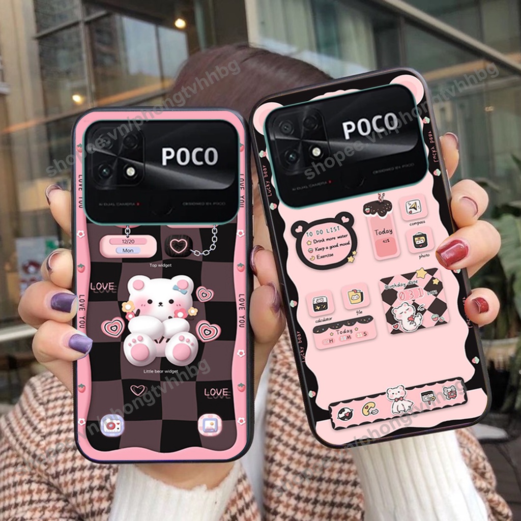 Ốp lưng Xiaomi Poco C40 gấu,thỏ trắng , đồng hồ dễ thương cute cực đẹp