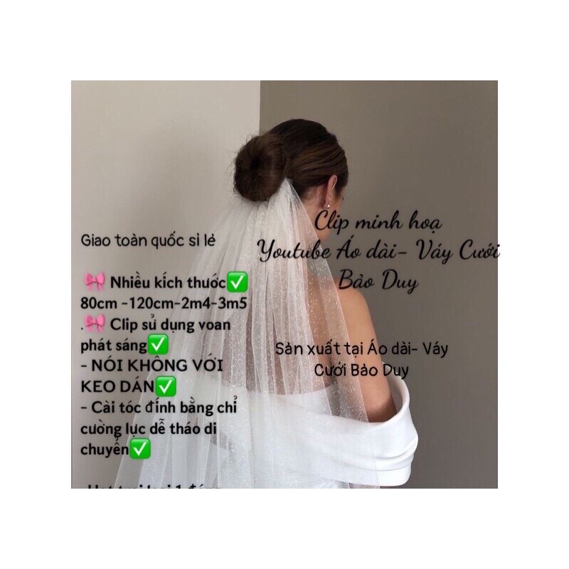 Voan cài tóc nhủ lấp lánh 3m