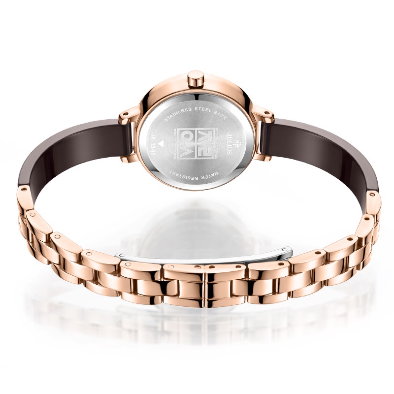 Julius Đồng Hồ Đeo Tay ja-1348 Chống Thấm Nước Dây Đeo Sứ Màu Trắng Thời Trang Mùa Hè Cho Nữ