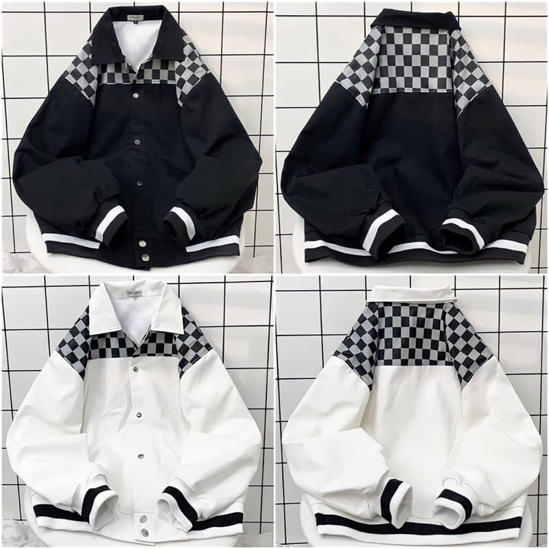 Khoác Kaki CARO Jacket màu ĐEN/TRẮNG Form Rộng Dày Dặn Phong Cách Ulzzang Unisex  JayStoree2