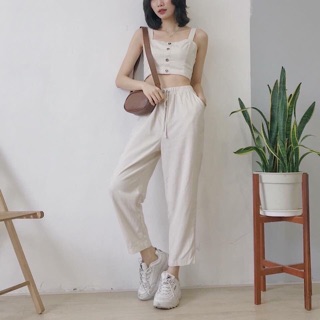 Set áo 2 dây và quần baggy kaki cực chất cho mùa hè ❤️