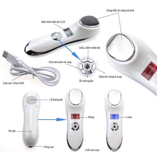 [ BH 6 tháng] Máy Điện Di Nóng Lạnh Mini 7901 - Hot&Cool Beauty Instrument