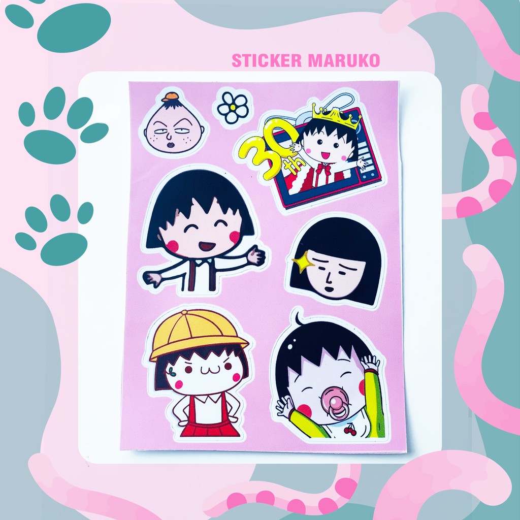 Sticker Maruko Đáng Yêu Chất Liệu Chống Nước | STK111 | Hình Dán Sticker Dán Điện Thoại Laptop Điện Thoại Sổ Vở