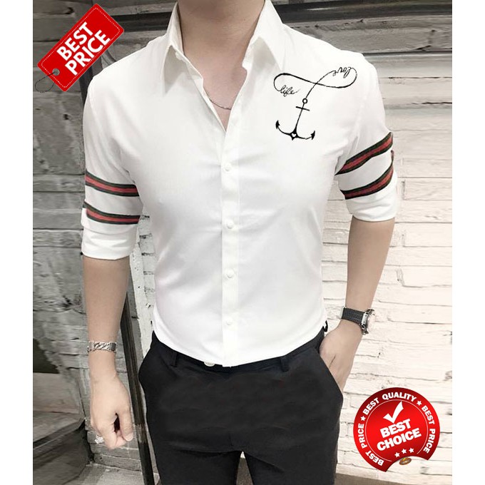Áo Sơ Mi Nam Đẹp Họa Tiết Mỏ Neo Cao Cấp - Hương Nemo Style