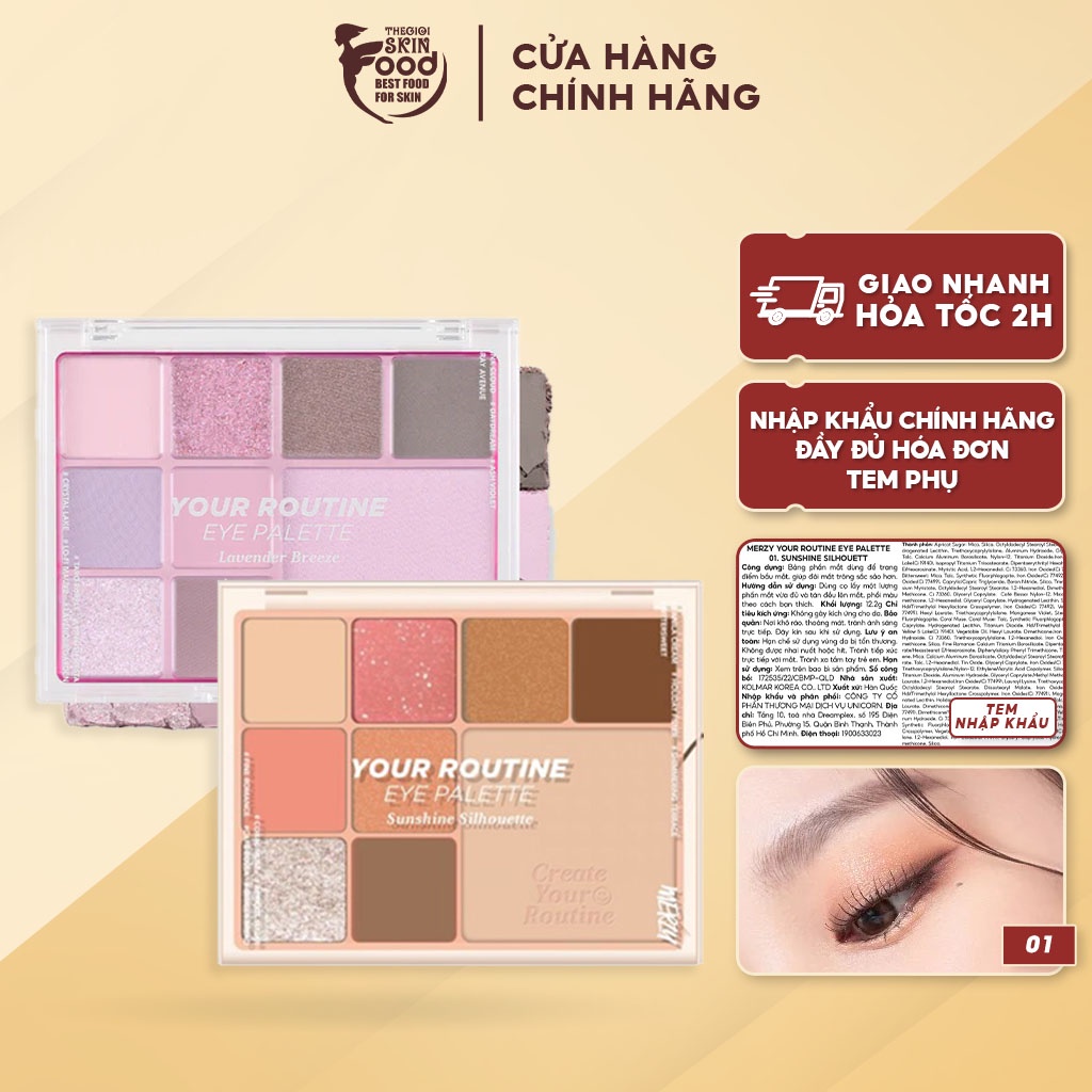 Bảng Phấn Mắt Và Má Hồng Đa Năng 9 Ô Màu Merzy Your Routine Eye Palette