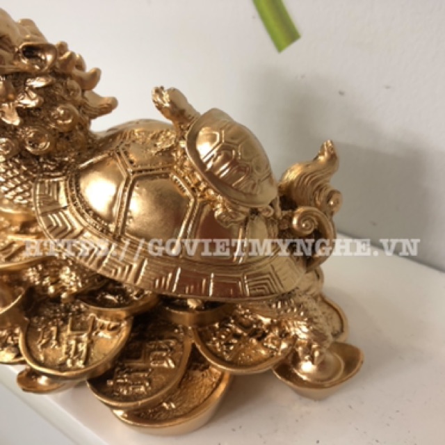 Tượng Đá Long Quy Phong Thủy Trấn Trạch Hóa Sát - Cao 10cm - Màu Nhũ Vàng | BigBuy360 - bigbuy360.vn