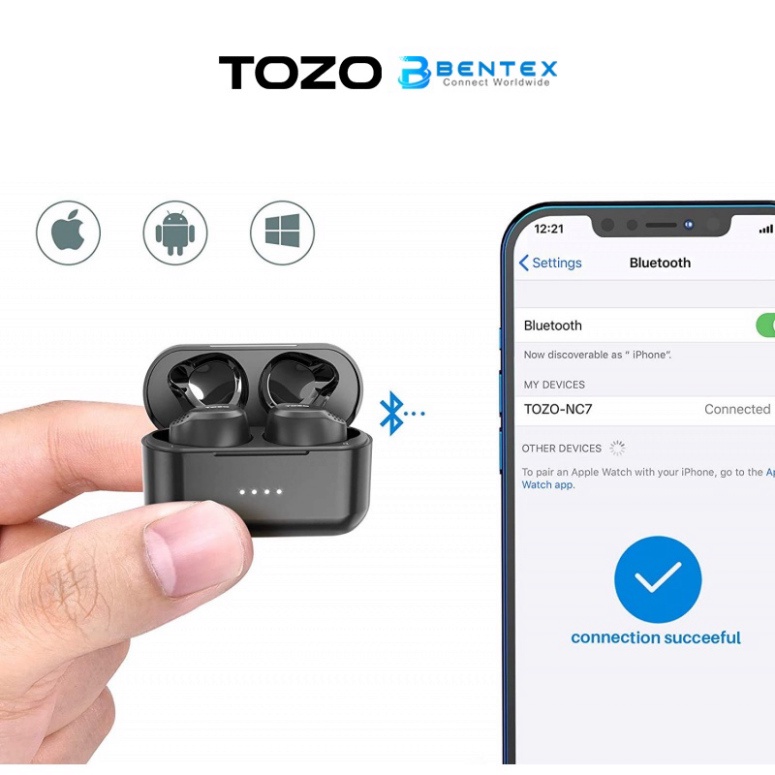 Tai Nghe Bluetooth TOZO NC7 Hybrid Chống Ồn Cao Cấp ANC TWS 5.0 Chống Nước IPX6, Tai Nghe Không Dây Siêu Êm Chính Hãng