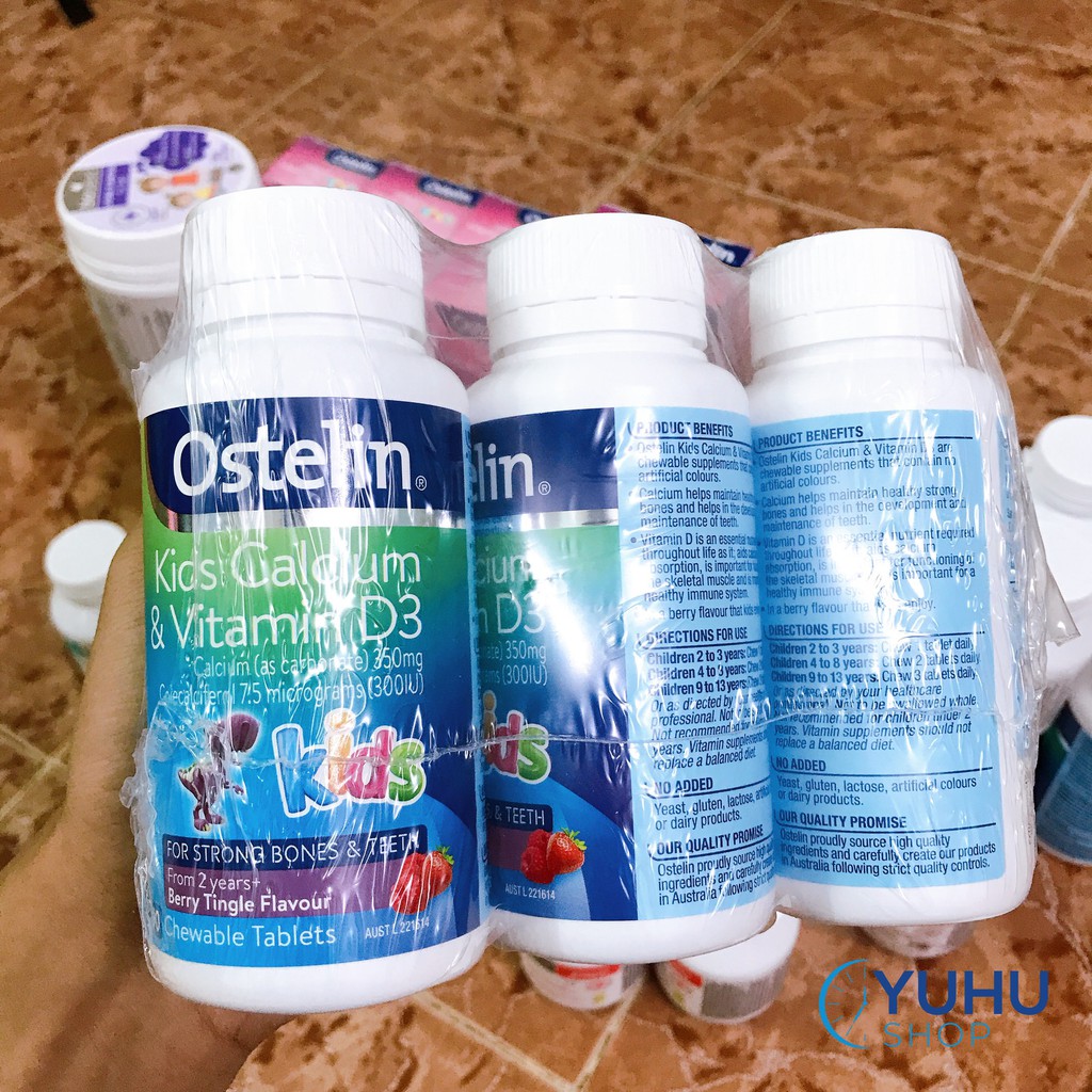 Viên nhai Canxi D3 Ostelin cho bé từ 2 tuổi (chuẩn bill Chemist)