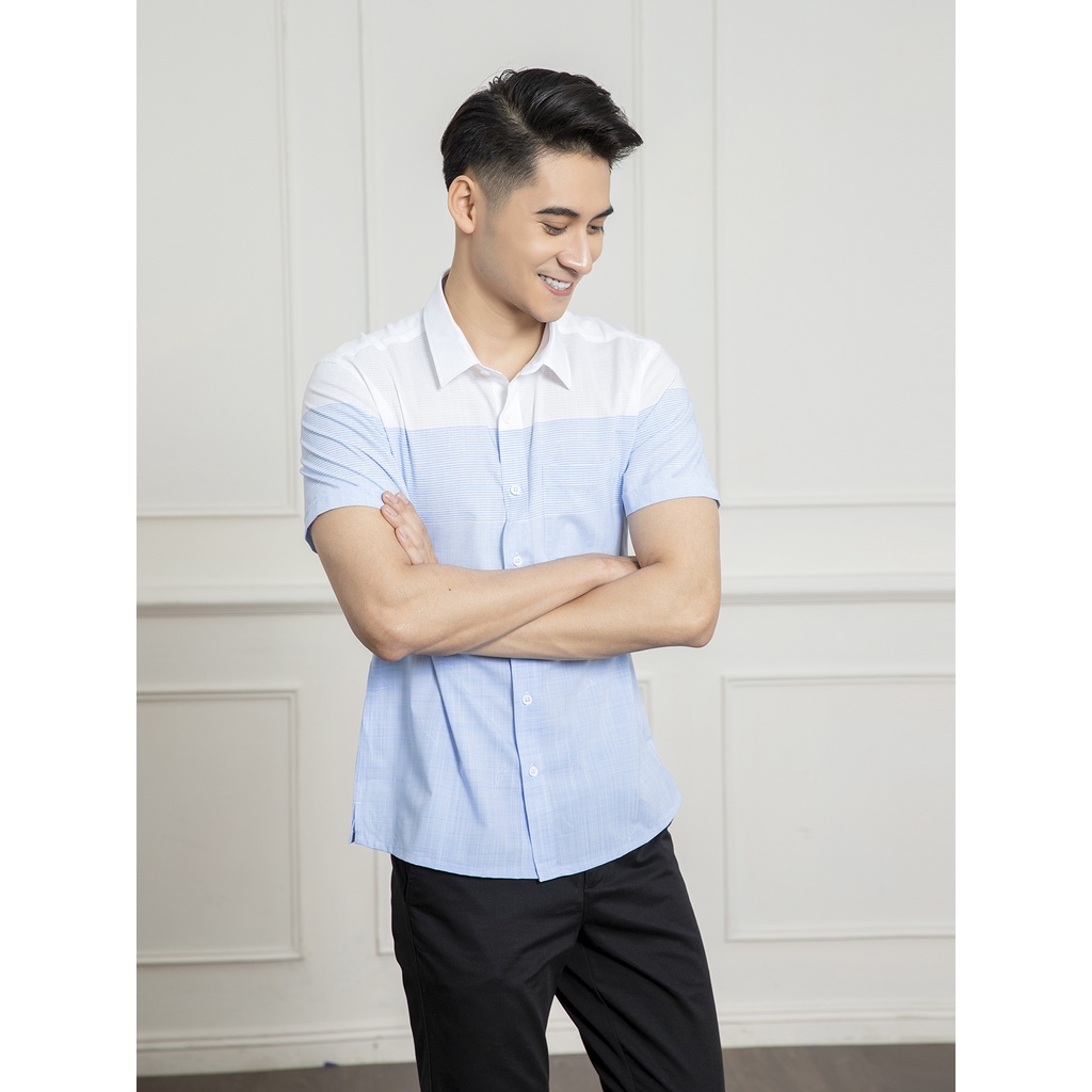 Áo Sơ Mi Nam Ngắn Tay ARISTINO ASS038S1 Somi Công Sở Cao Cấp Màu Trắng Kẻ Xanh Chất Sơi Sồi Mềm Mát Dáng Suông Tà Bằng | BigBuy360 - bigbuy360.vn
