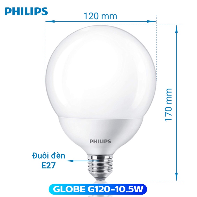 Bóng đèn Philips LED Globe 10.5W 6500K E27 G120 - Ánh sáng trắng