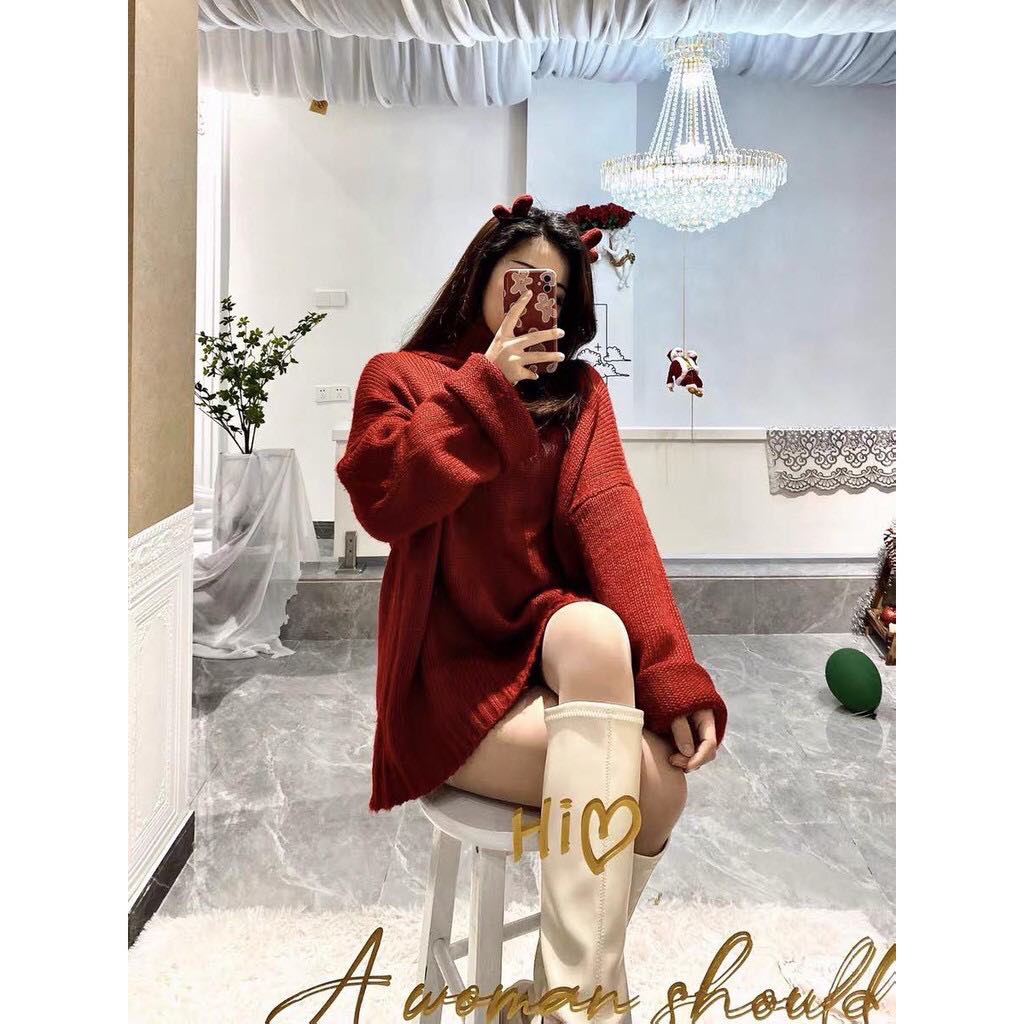 Bốt - Boots đùi da cao 5p hot hit hàng khóa kéo, lót lông ấm hàng sẵn