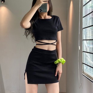 CHÂN VÁY THUN XẺ TÀ NGẮN