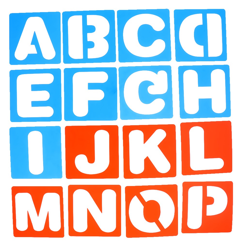 Bộ 26 khuôn vẽ hình bảng chữ cái từ A-Z kích thước 10 x 10 cm tiện lợi cho bé học