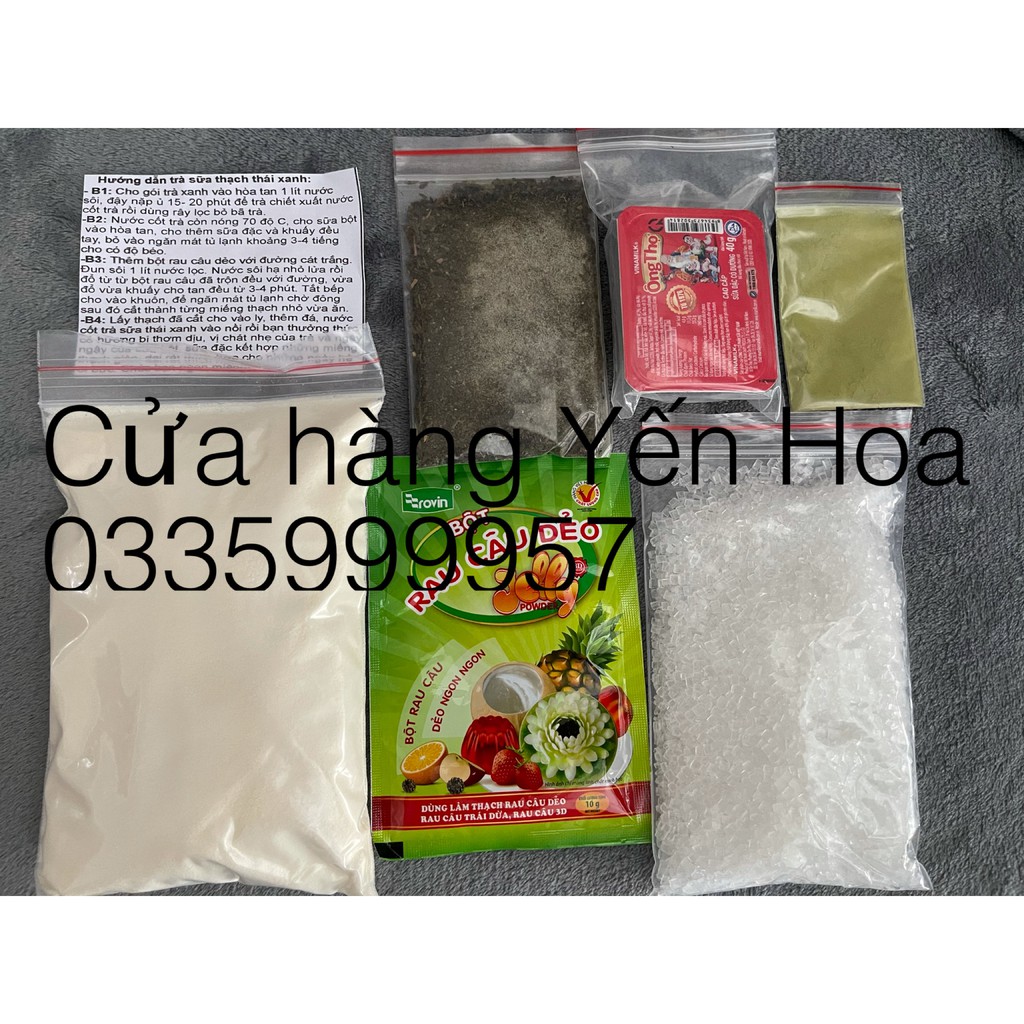 Set Trà sữa Thái xanh thạch rau câu - 6 món