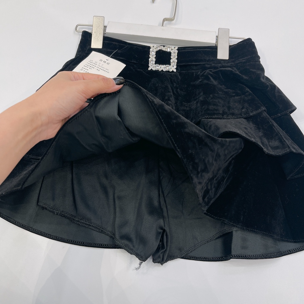 Chân váy nhung kèm quần bên trong có đai xinh phong cách Hàn Quốc 1572 IMES SHOP