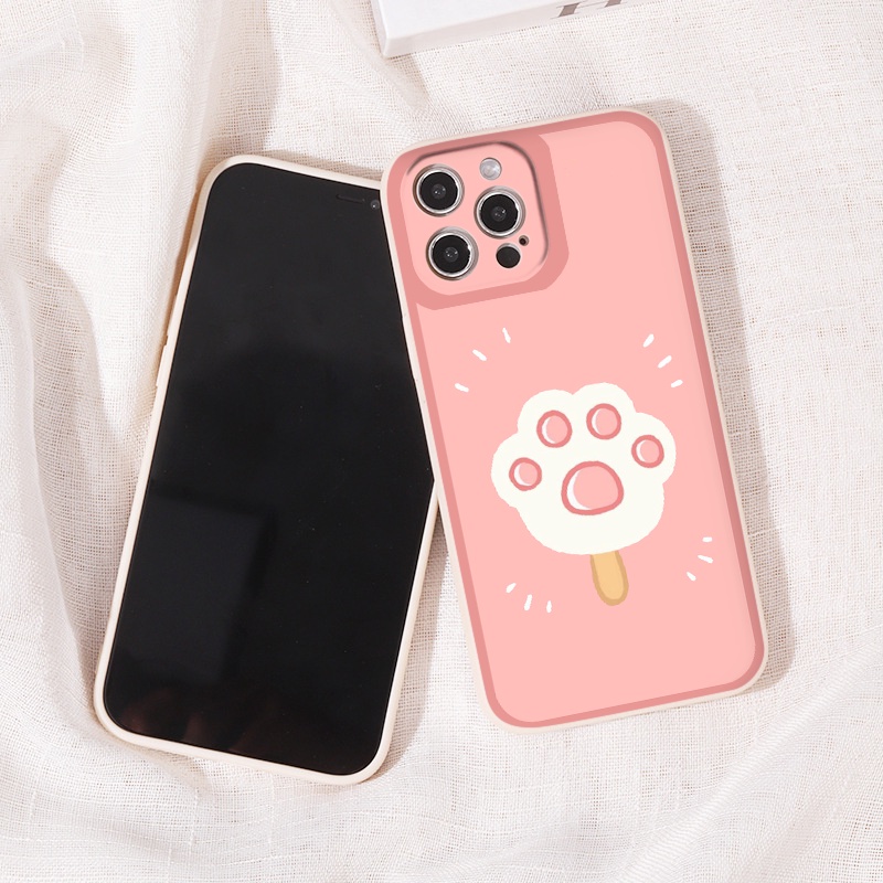 Ốp iphone - Ốp lưng iphone cạnh vuông que kem cute dành cho ip 6 đến 14promax - ng235