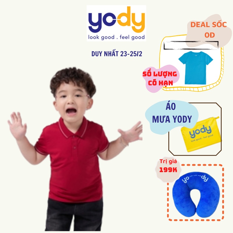 Áo Polo Trẻ Em YODY Coolmax, Áo Phông Cộc Tay Cho Bé Phối Cổ Thoáng Mát APK5183