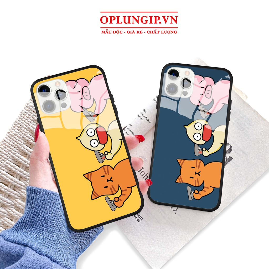 Ốp đôi iphone kính ba ae dễ thương cho iphone 14 13 pro max mini 11 12 pro max mini 6 s plus 7 8 plus Xr X s max