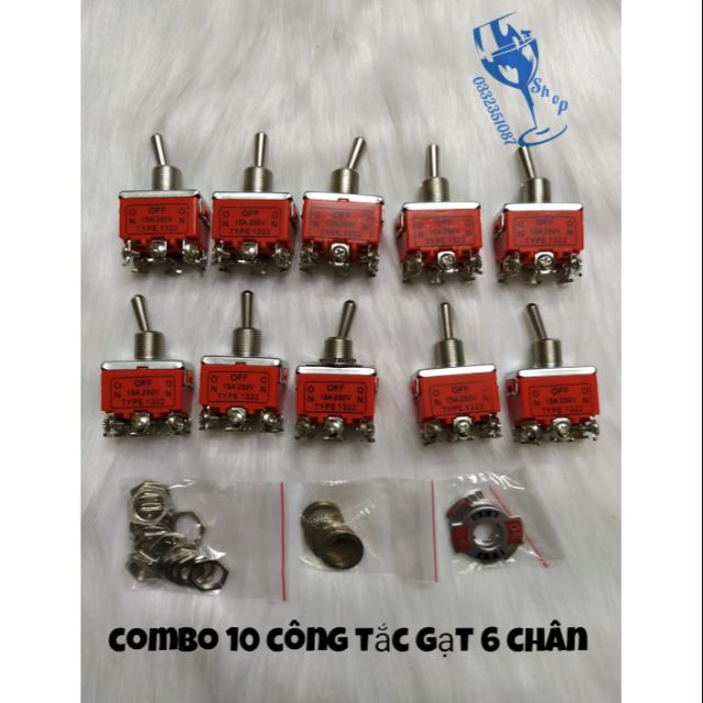 Combo 10 công tắc gạt 6 chân 3 nấc hàng đẹp mã 1322