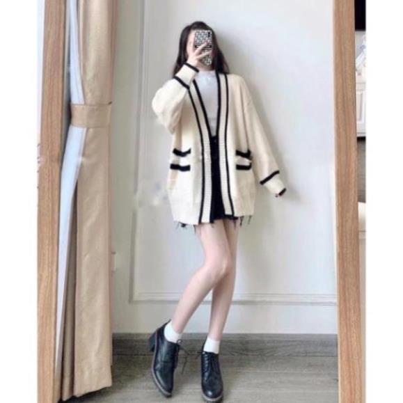 Áo khoác len cardigan CELORA, Áo Cadigan Nữ Thu Đông Khoát Ngoài Viền Đen Trắng Hàng Quảng Châu Cao Cấp Đẹp | BigBuy360 - bigbuy360.vn