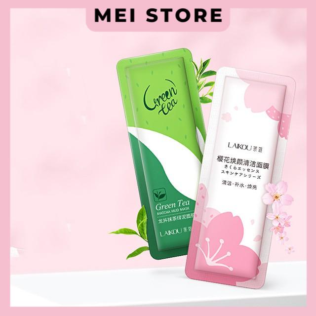 Set 2 gói Mặt nạ bùn trà xanh và hoa anh đào Laikou